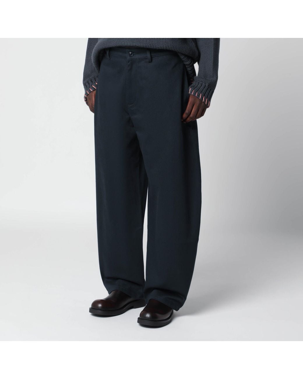 YMC Blue Loose-Fit Cotton Trousers for men