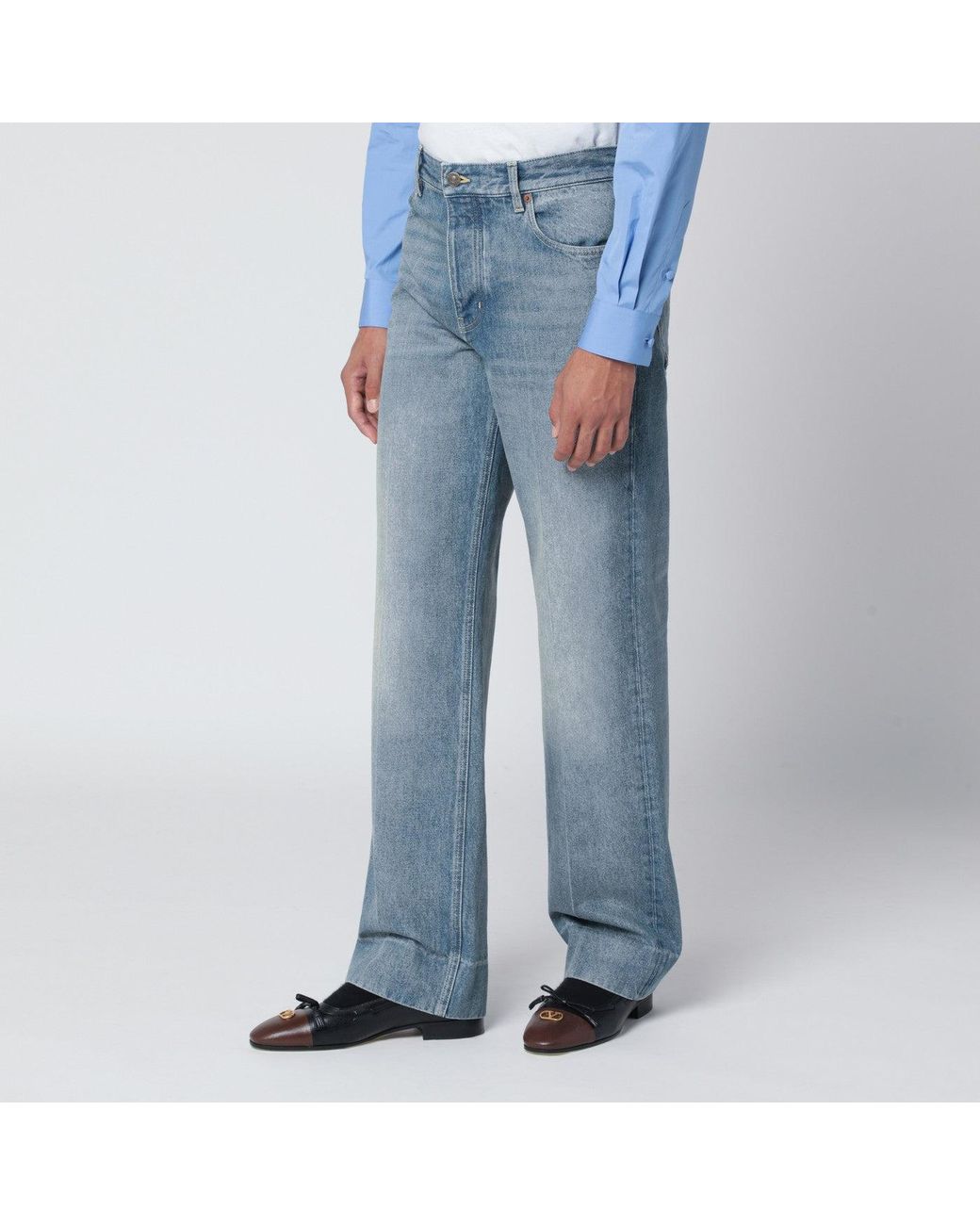 Valentino Blue Medium Washed-Effect Jeans for men