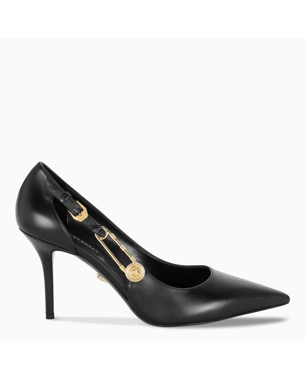 Versace Leather Black Medusa Safety Pin Pumps Lyst
