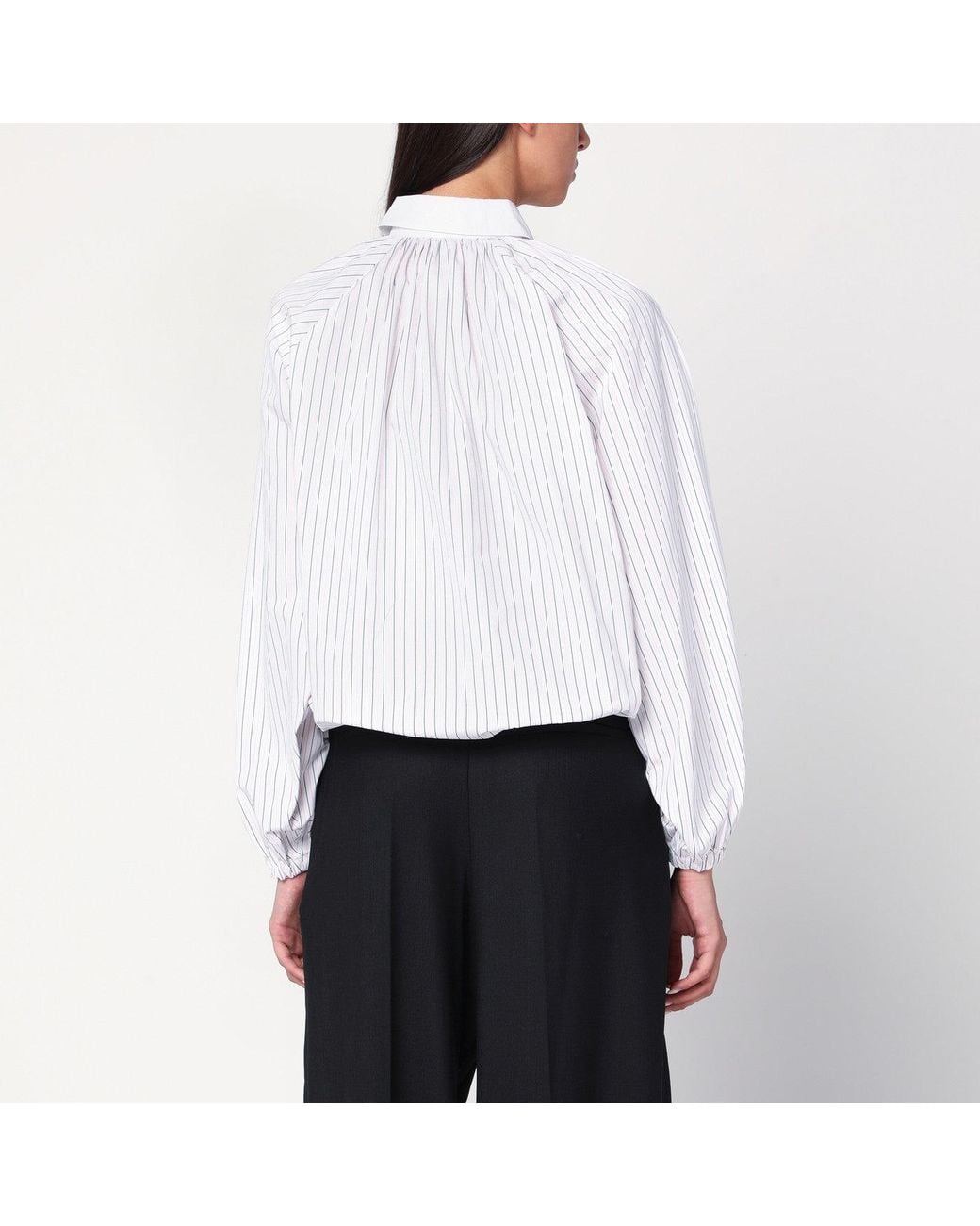 Patou White Striped Balloon-Sleeve Shirt