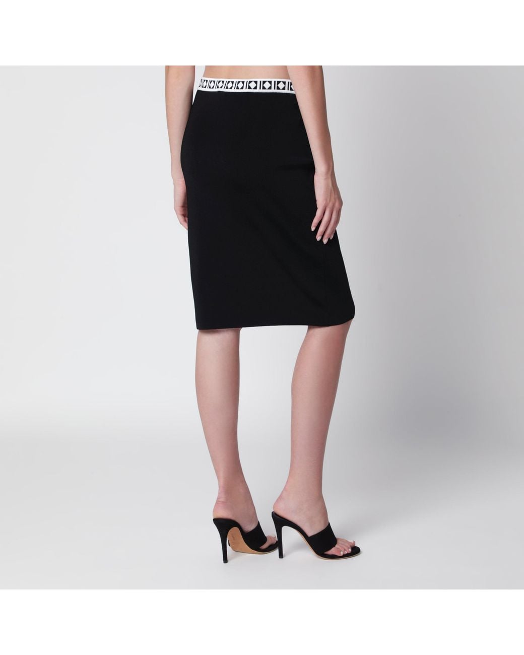 Versace Black Jacquard Viscose-Blend Midi Skirt