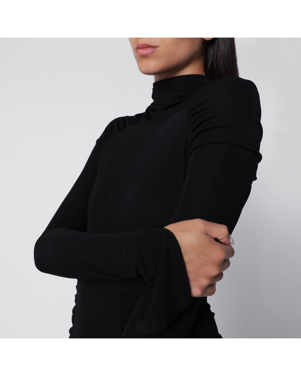 Victoria Beckham Black Midi High-Neck Dress