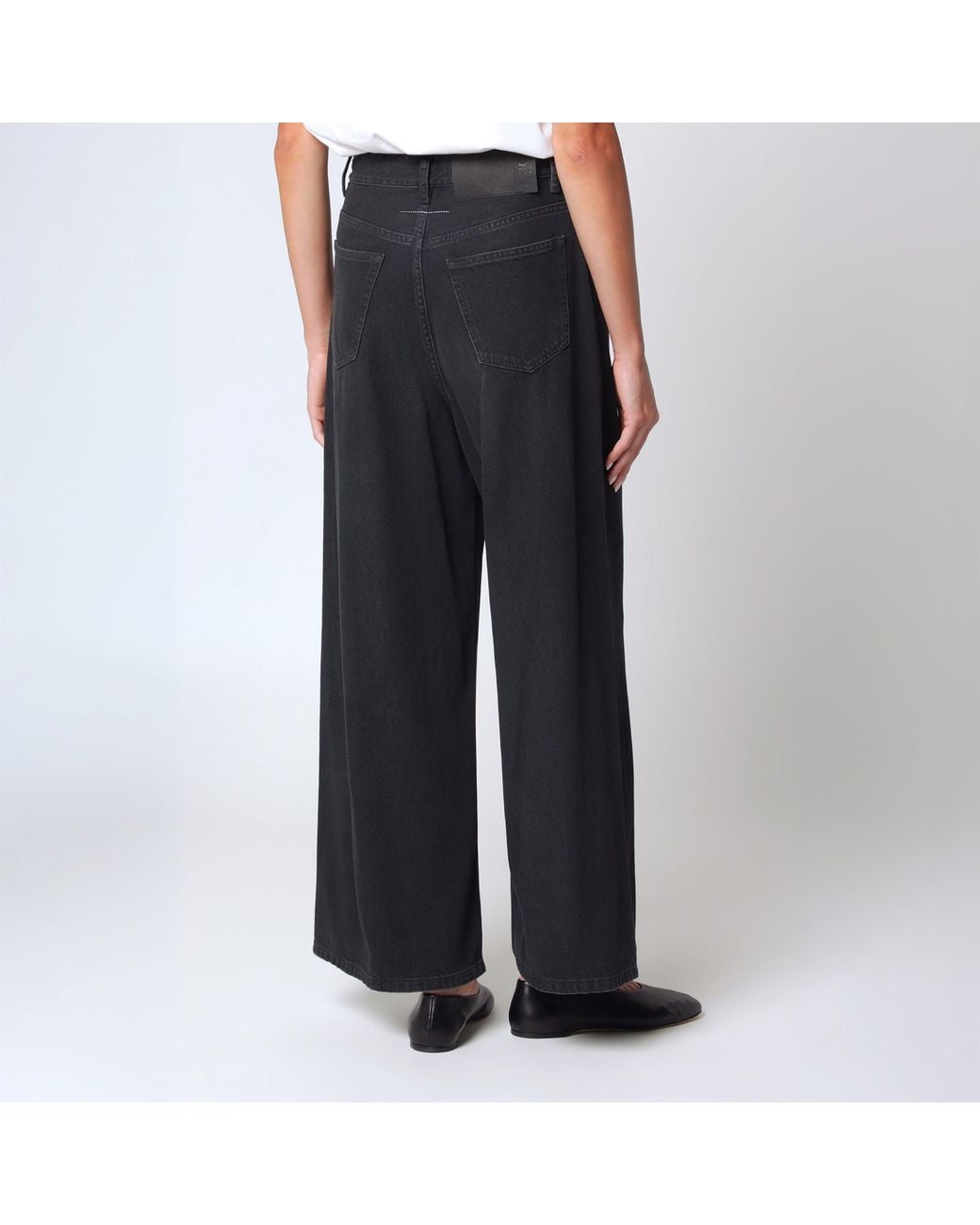 MM6 by Maison Margiela Black Wide-Leg Cropped Jeans