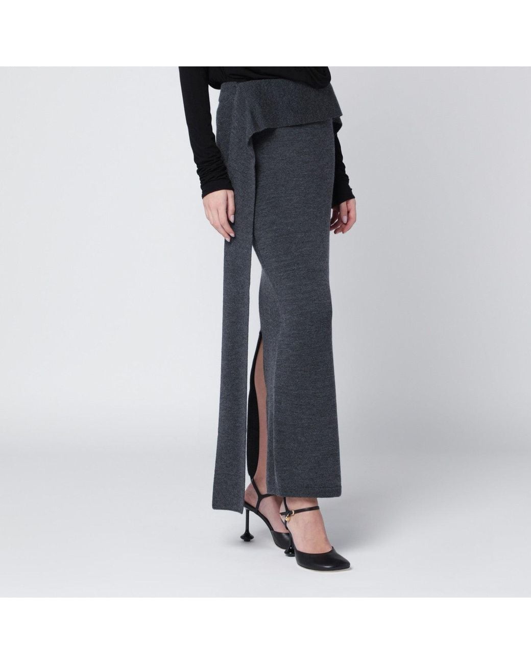 Entire studios Black Long Wool Skirt