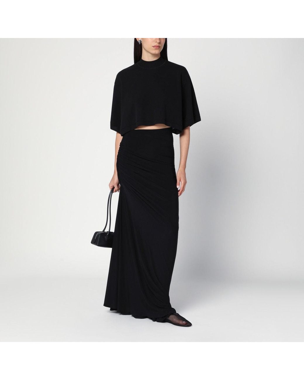 Alaïa Black Long Draped Skirt