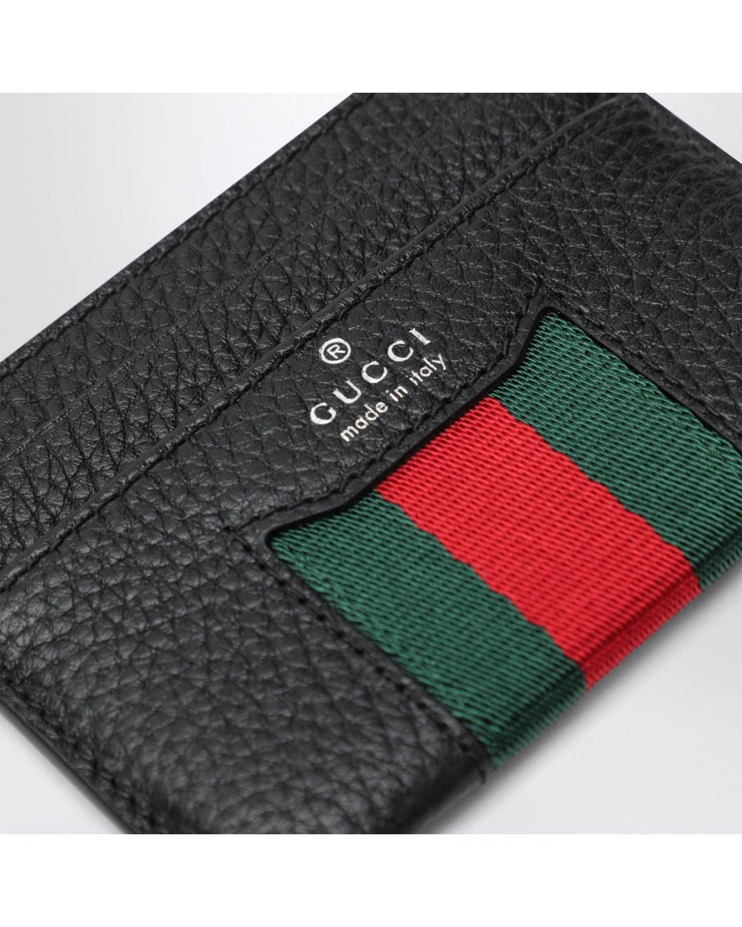 Gucci Black Web Trademark Leather Bi-Fold Wallet for men