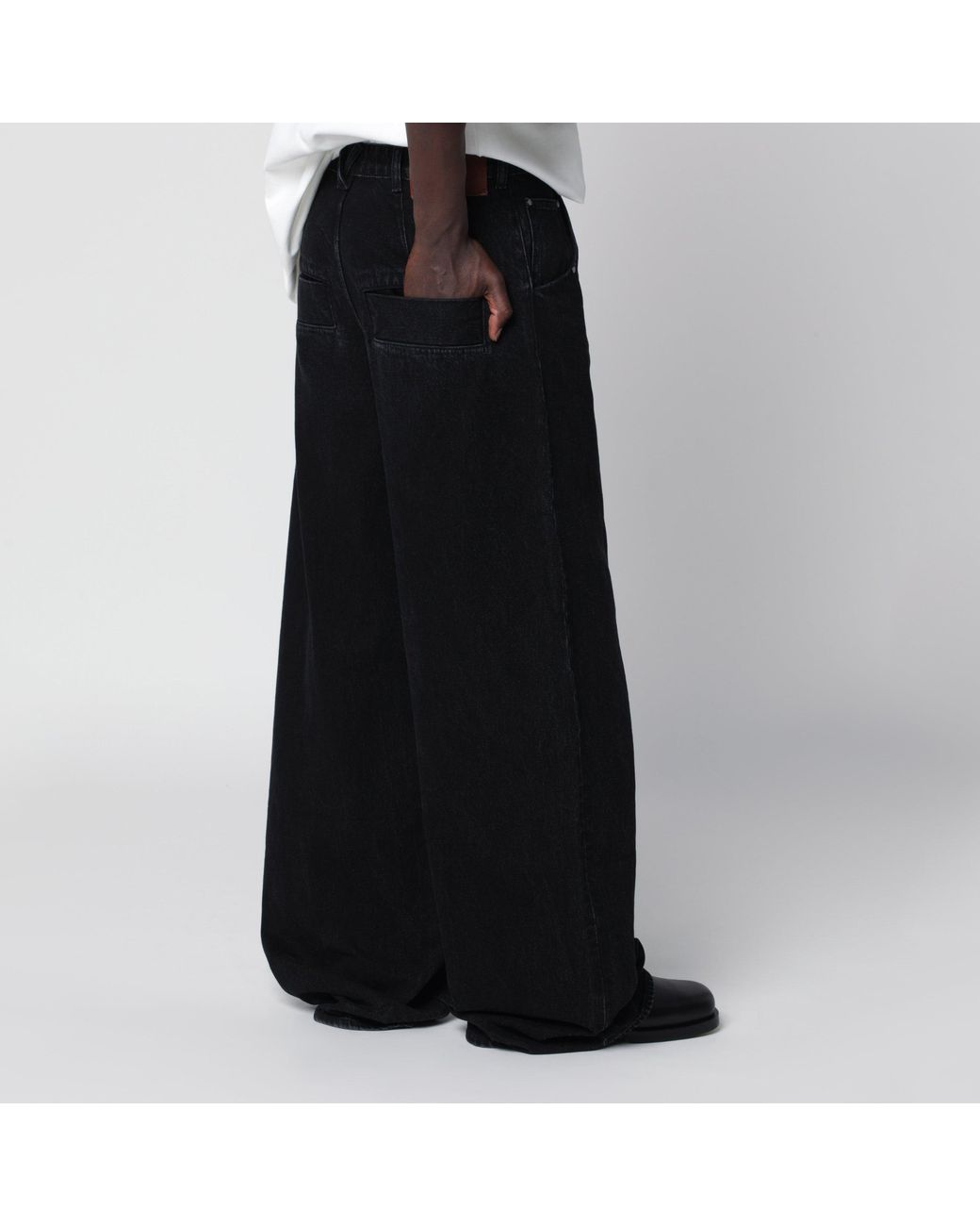 Entire studios Black Wide Charcoal Jeans for men
