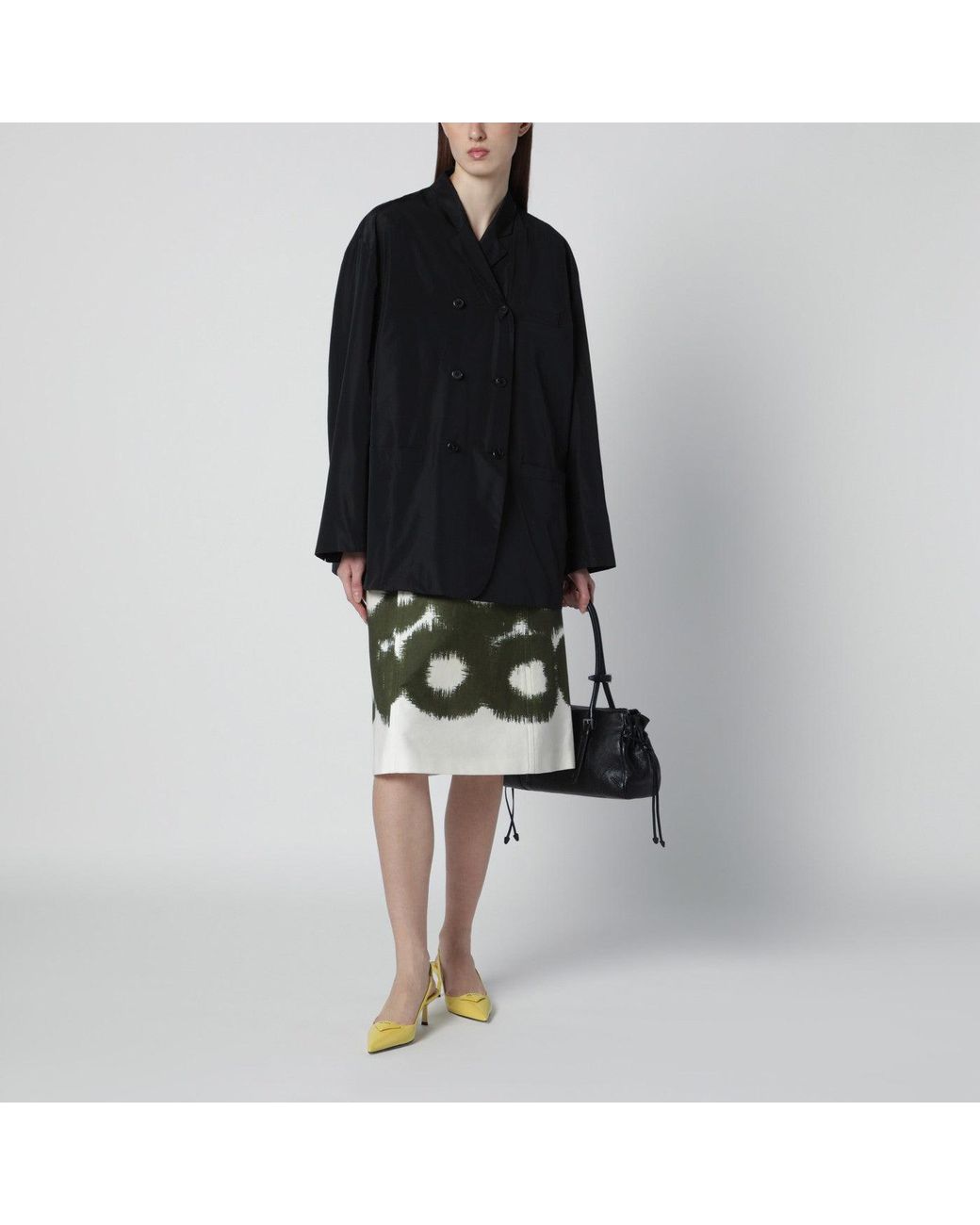 Prada Black Cotton Skirt With Military Pattern