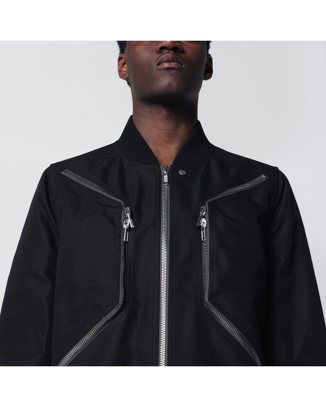 Rick Owens Black Zip-Up Cotton-Blend Jacket for men