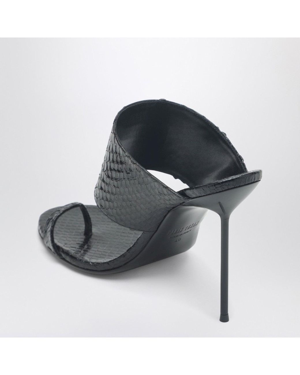 Paris Texas White Lidia Python-Effect Leather Thong Mule