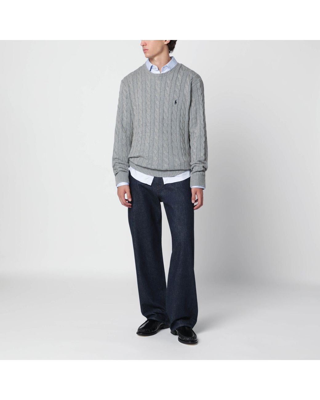 Polo Ralph Lauren Gray Cotton Cable-Knit Jumper for men