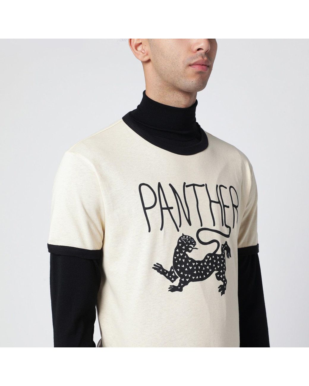 Valentino Blue Butter-Colored T-Shirt With Panther Print for men