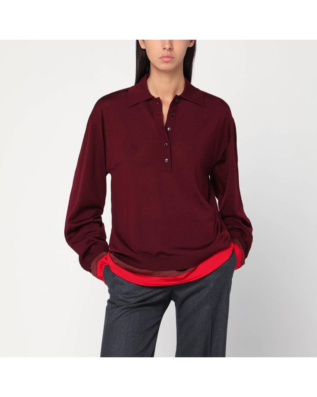 Stella McCartney Layered Bordeaux Wool Polo