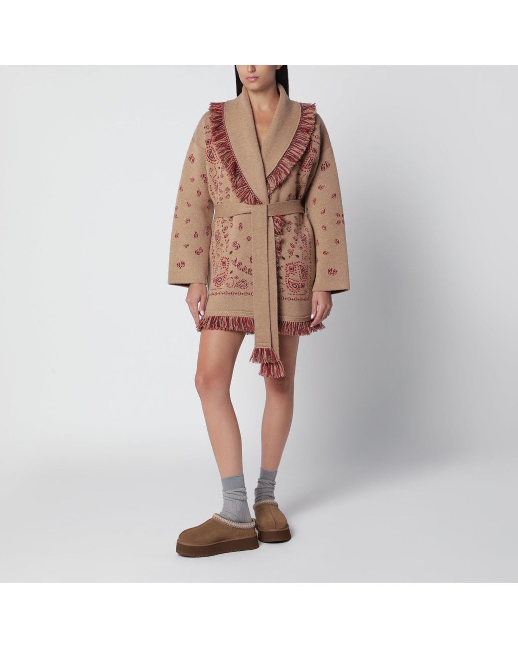Alanui Brown Bandana Jacquard Cardigan