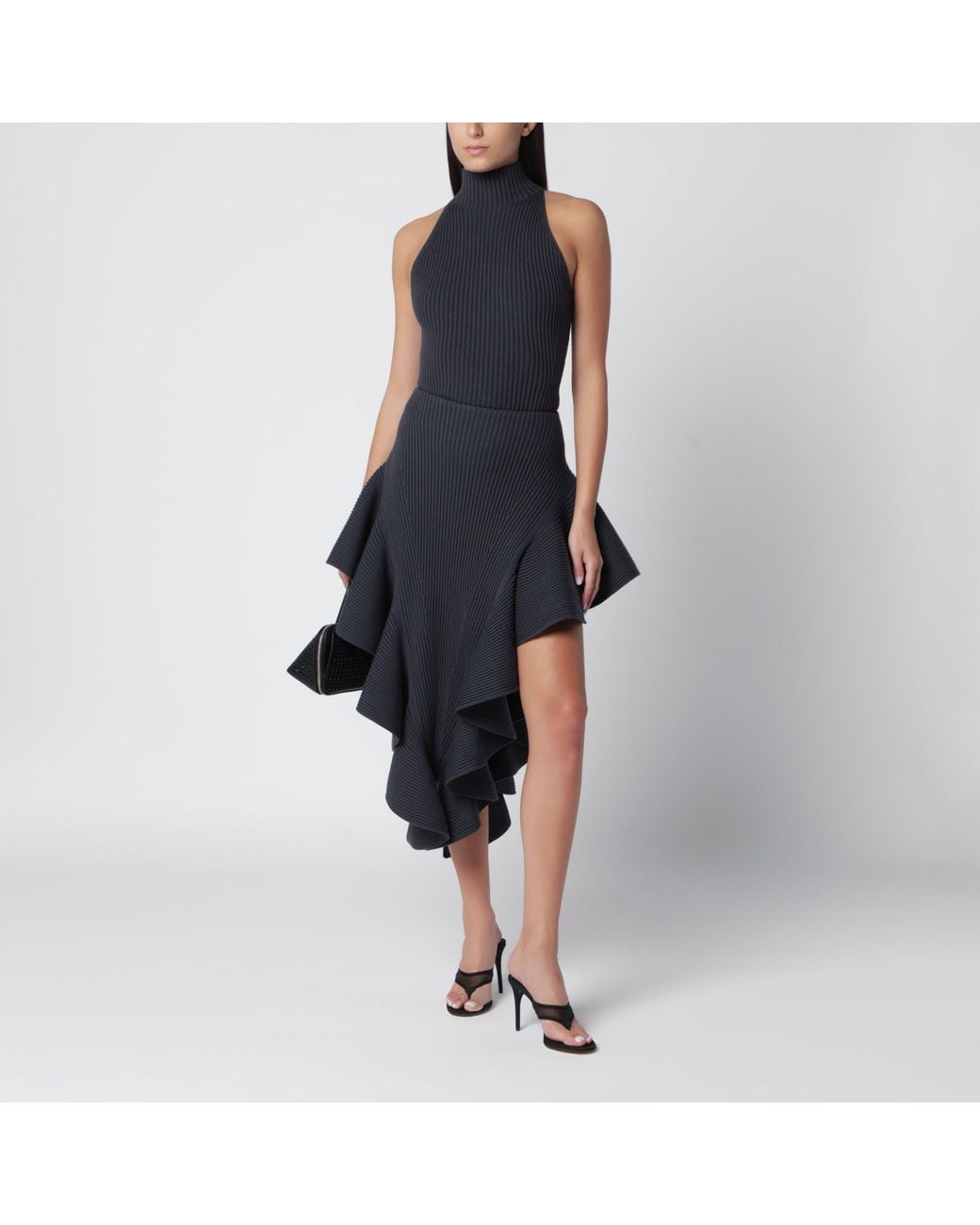 Alaïa Black Wool Ruffle Skirt