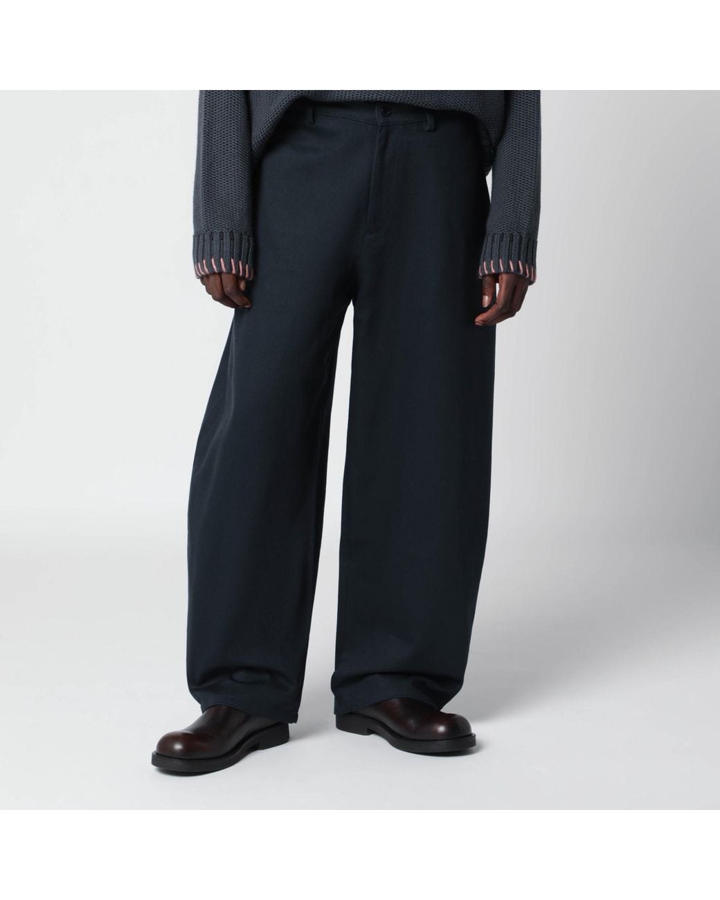 YMC Blue Loose-Fit Cotton Trousers for men
