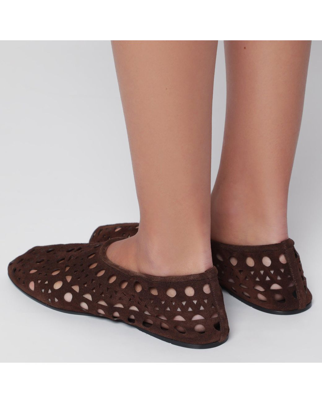 Alaïa Black Perforated Suede Vienne Slippers