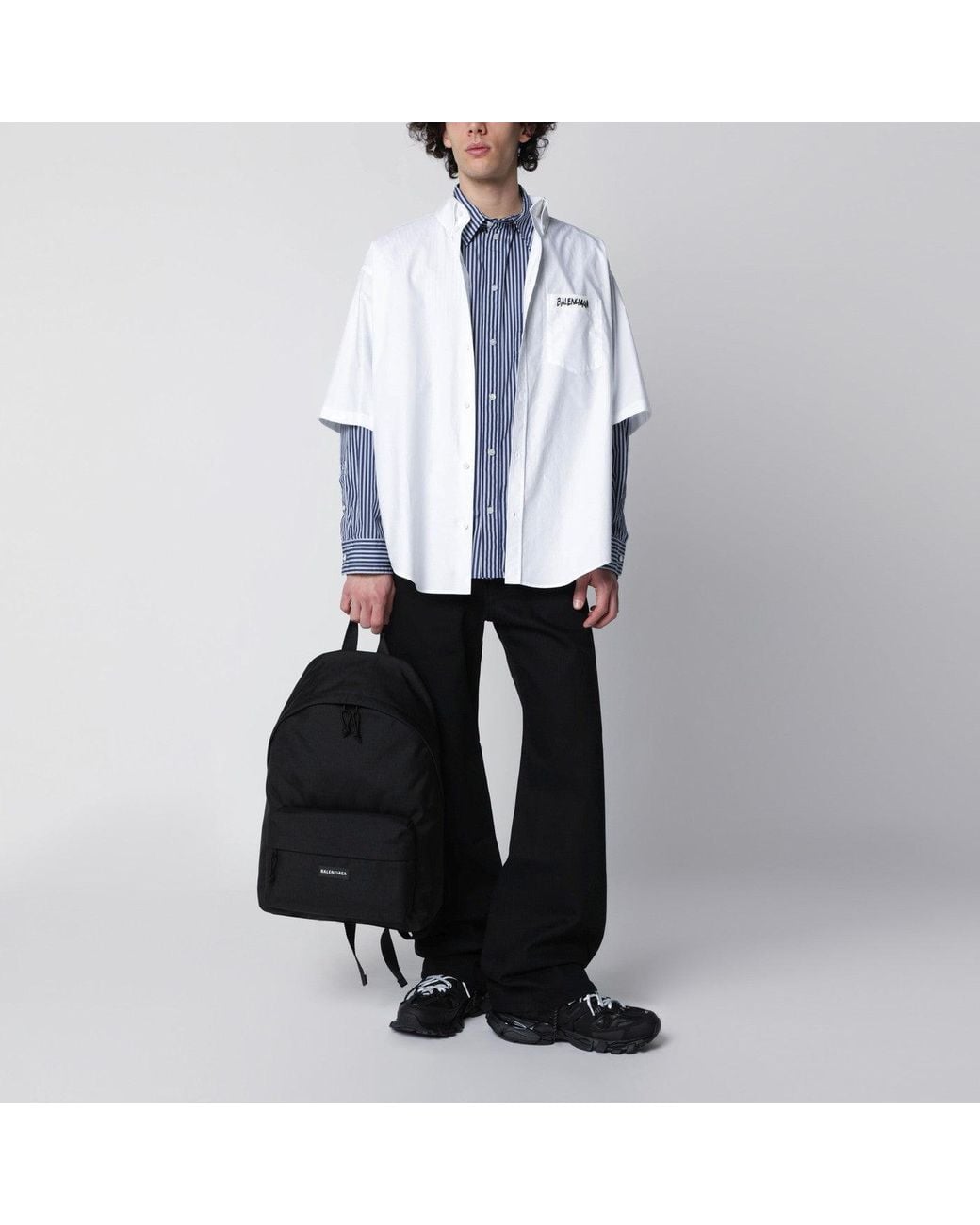 Balenciaga Black Explorer Backpack With Logo Patch for men