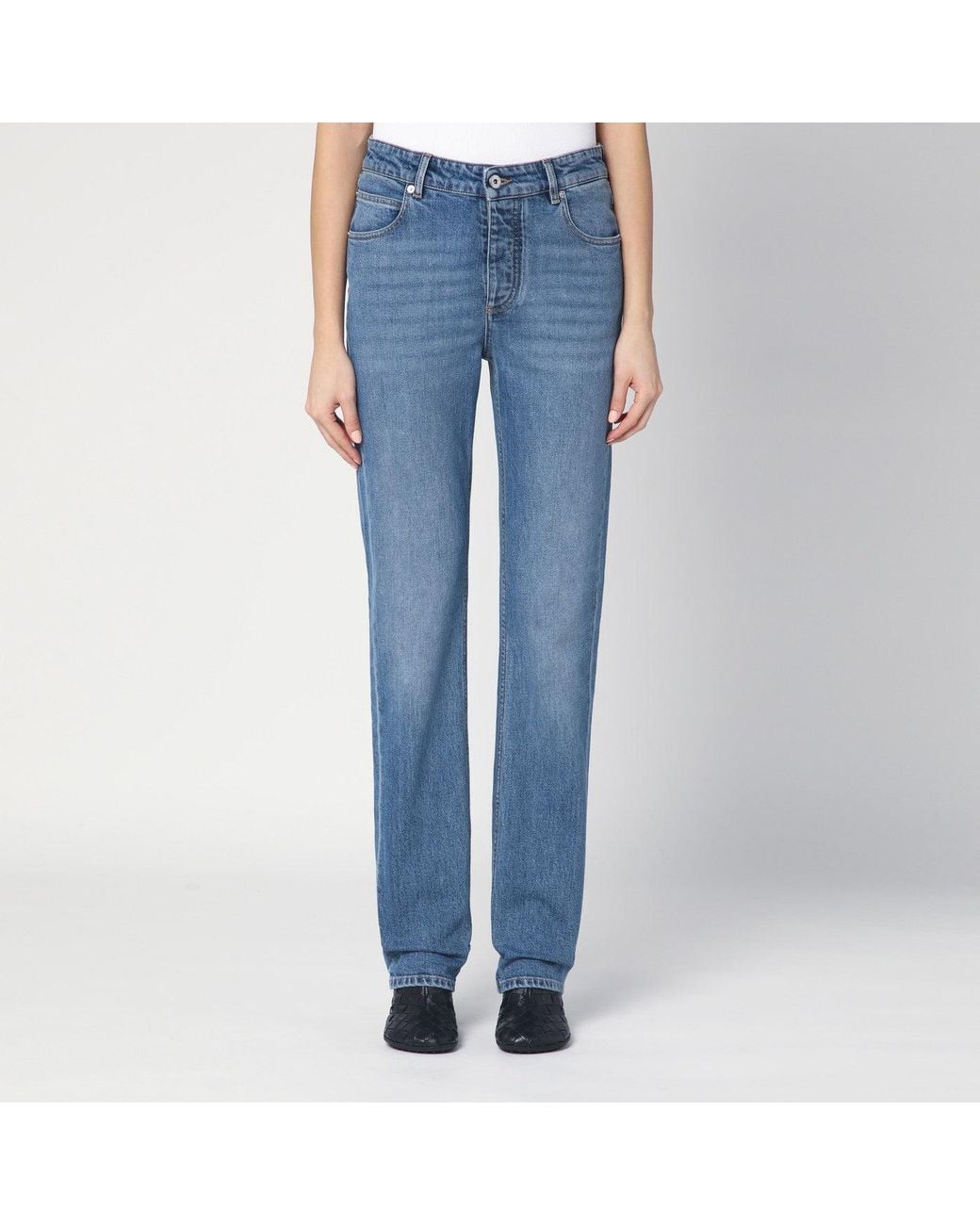 Bottega Veneta Blue Jeans With Intrecciato Patch