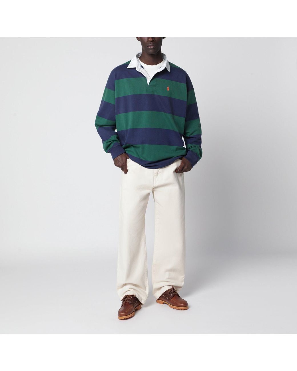 Polo Ralph Lauren Blue Dark/ Striped Big-Fit Polo Shirt for men