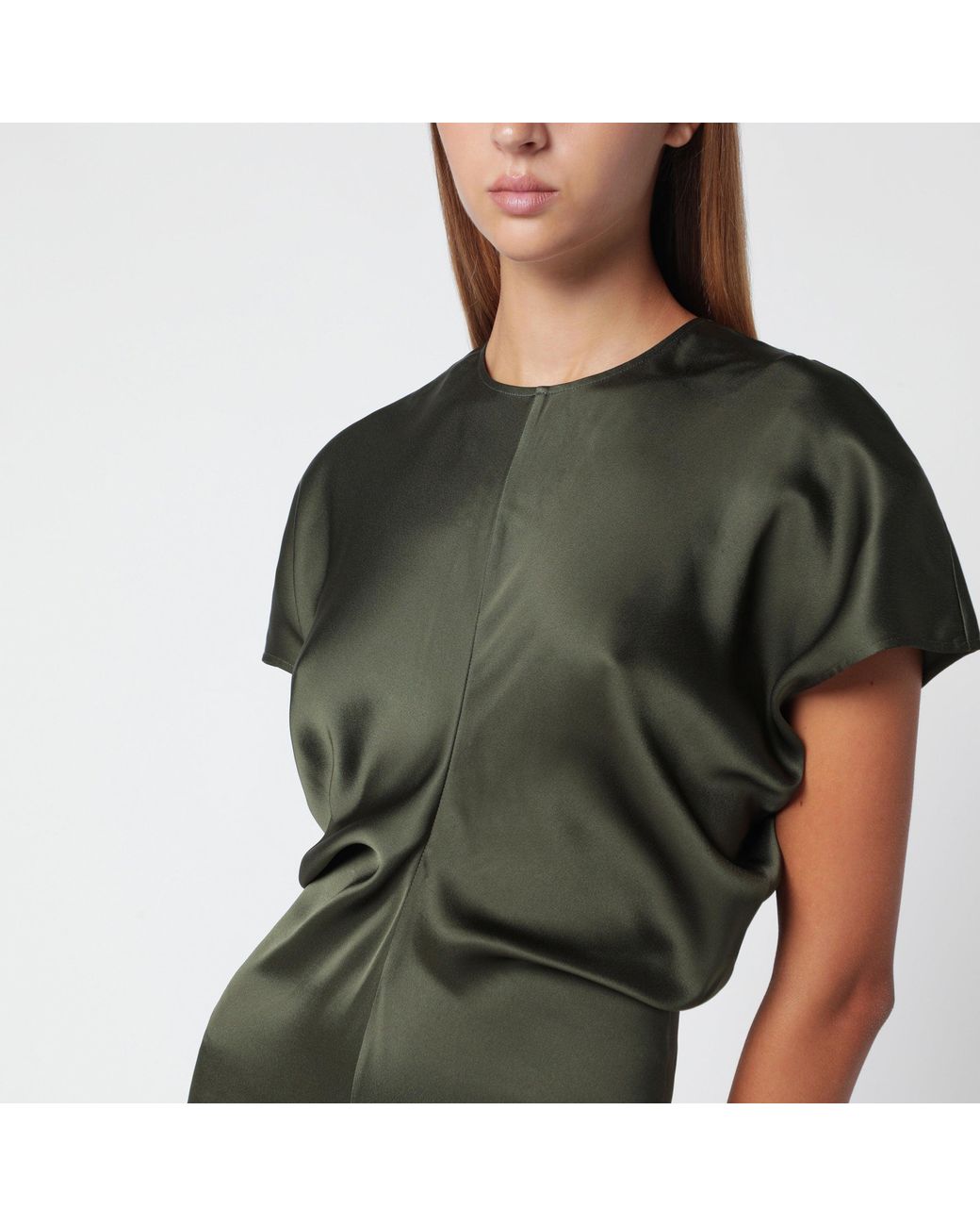 Totême Green Dark Low-Waisted Viscose Dress
