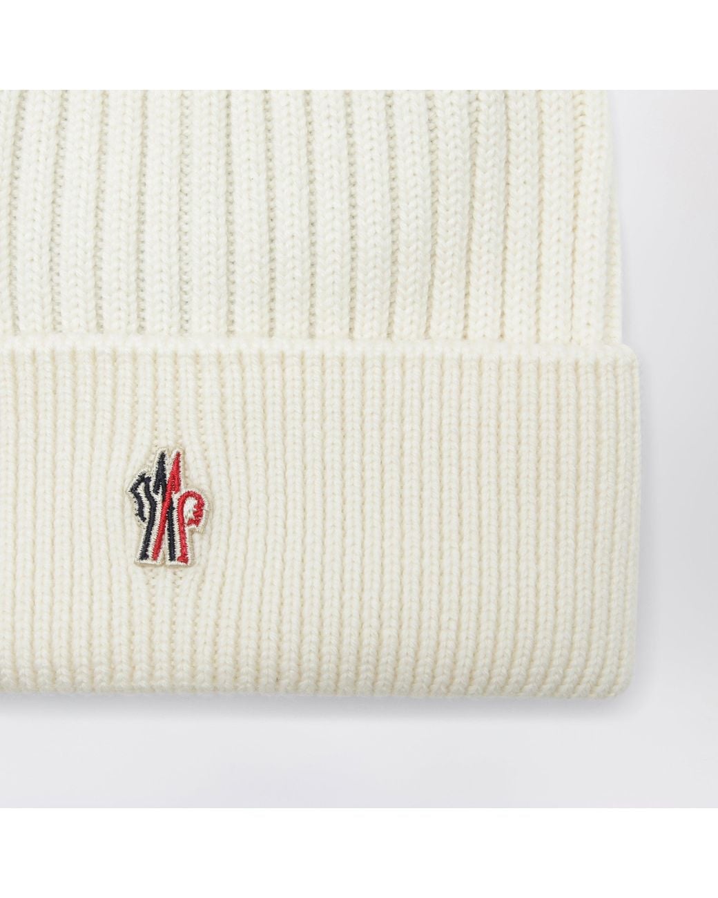 Moncler White Ivory Wool Beanie for men
