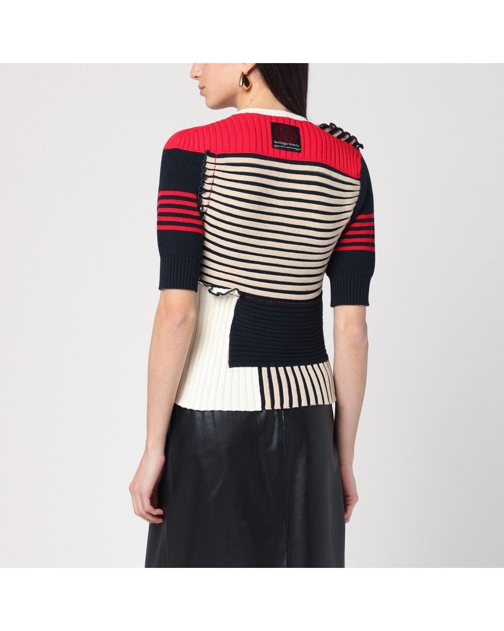 Bottega Veneta Black Ed Striped Cotton Sweater