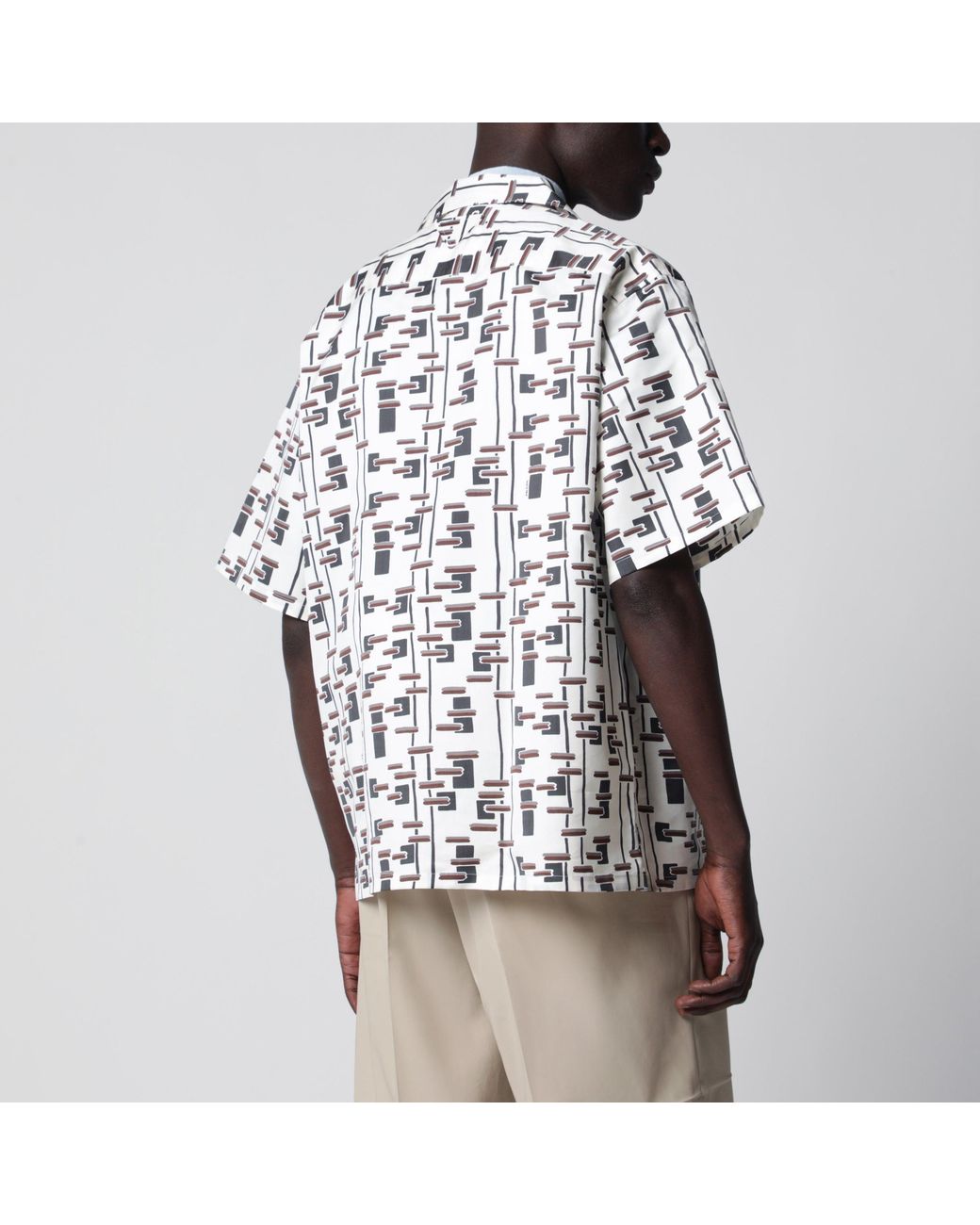 Prada Red Natural/ Printed Silk-Blend Shirt for men