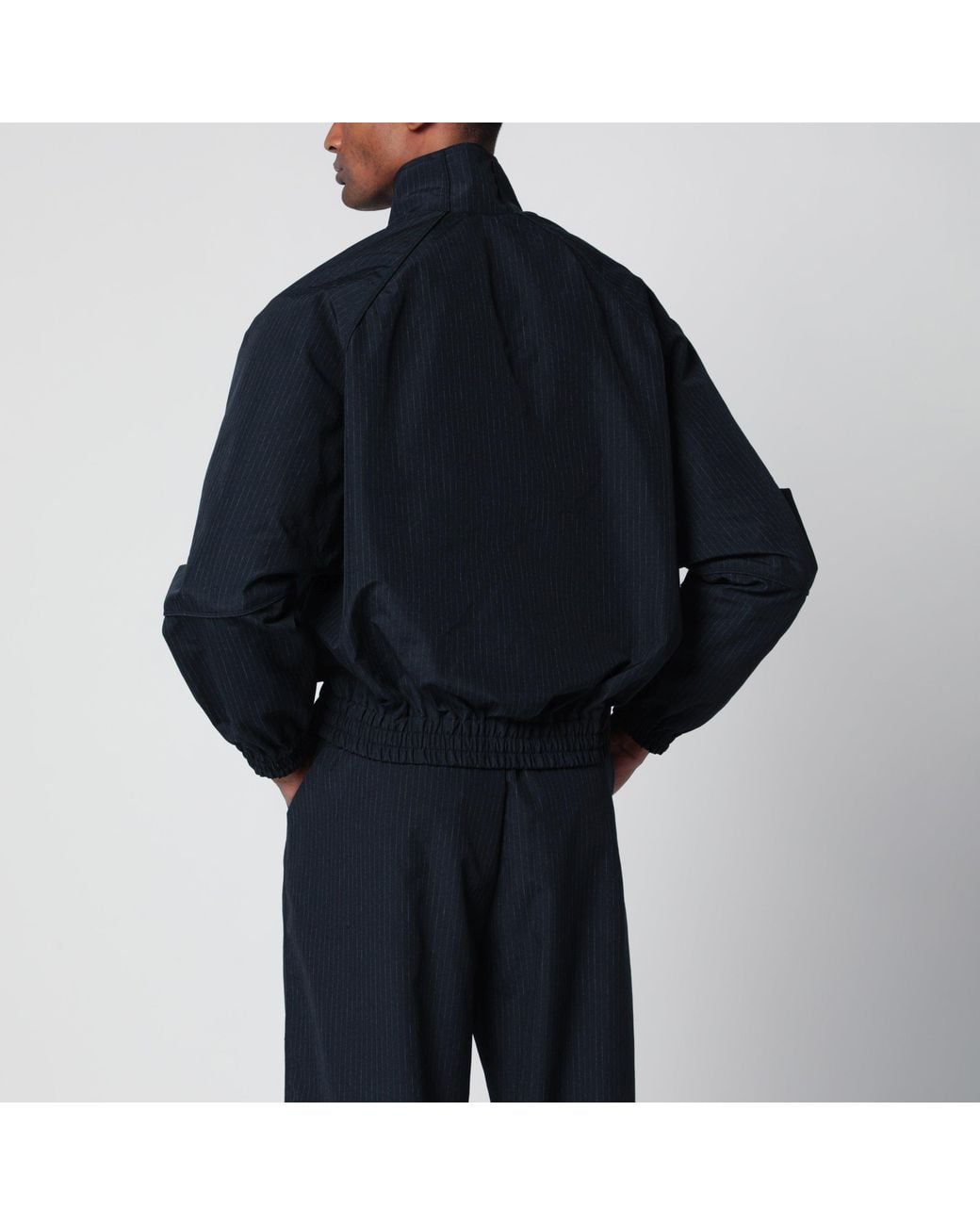 Willy Chavarria Blue Pinstripe Zip-Up Jacket With Logo Embroidery for men
