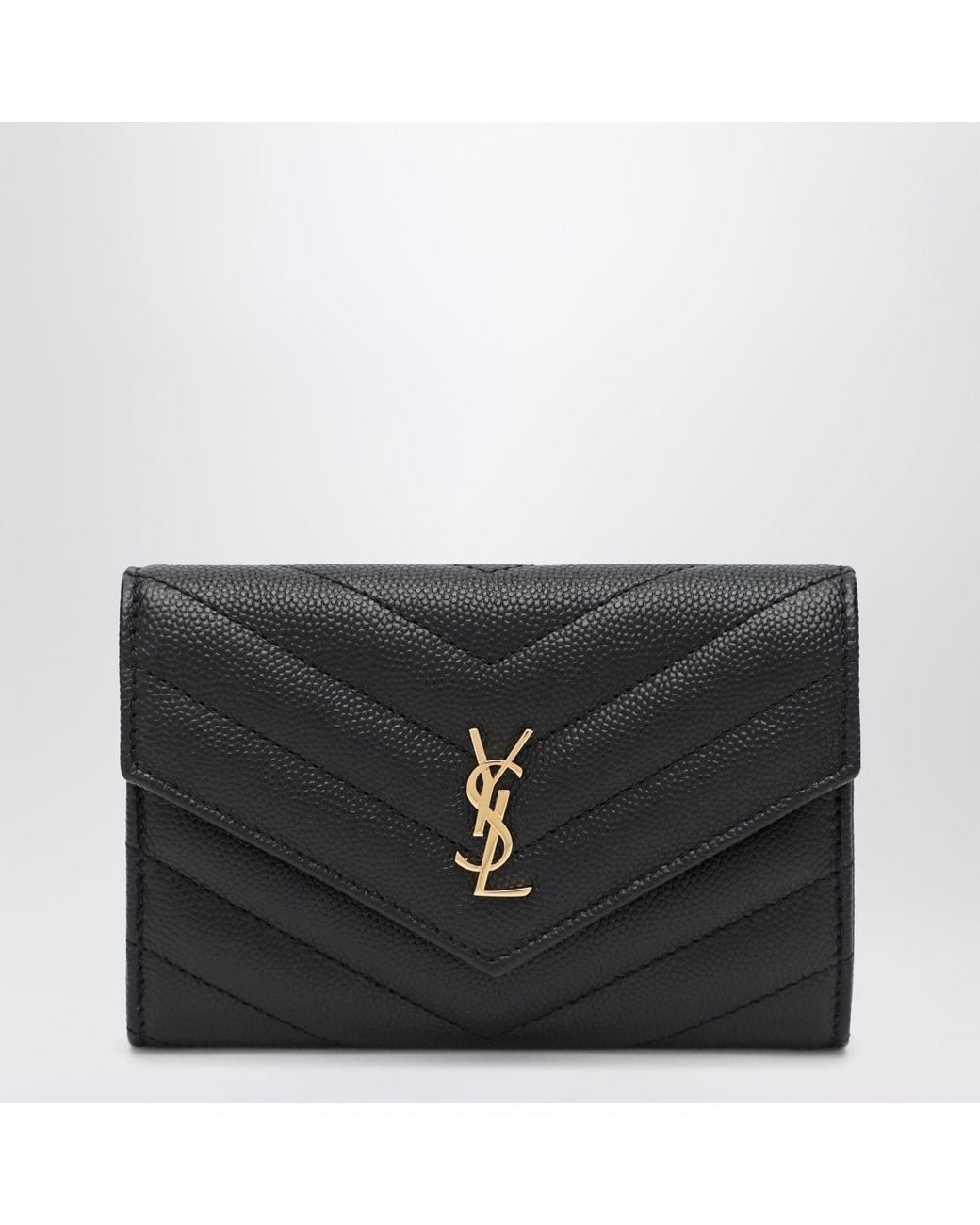 Saint Laurent Black Small Leather Envelope Wallet
