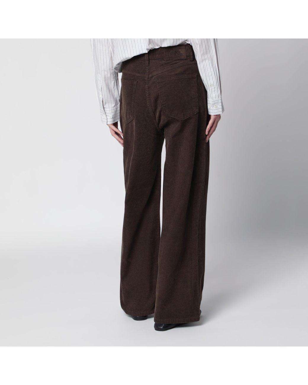 DUNST Brown Wide-Leg Corduroy Jeans With Retro Wash And Five-Pocket Styling