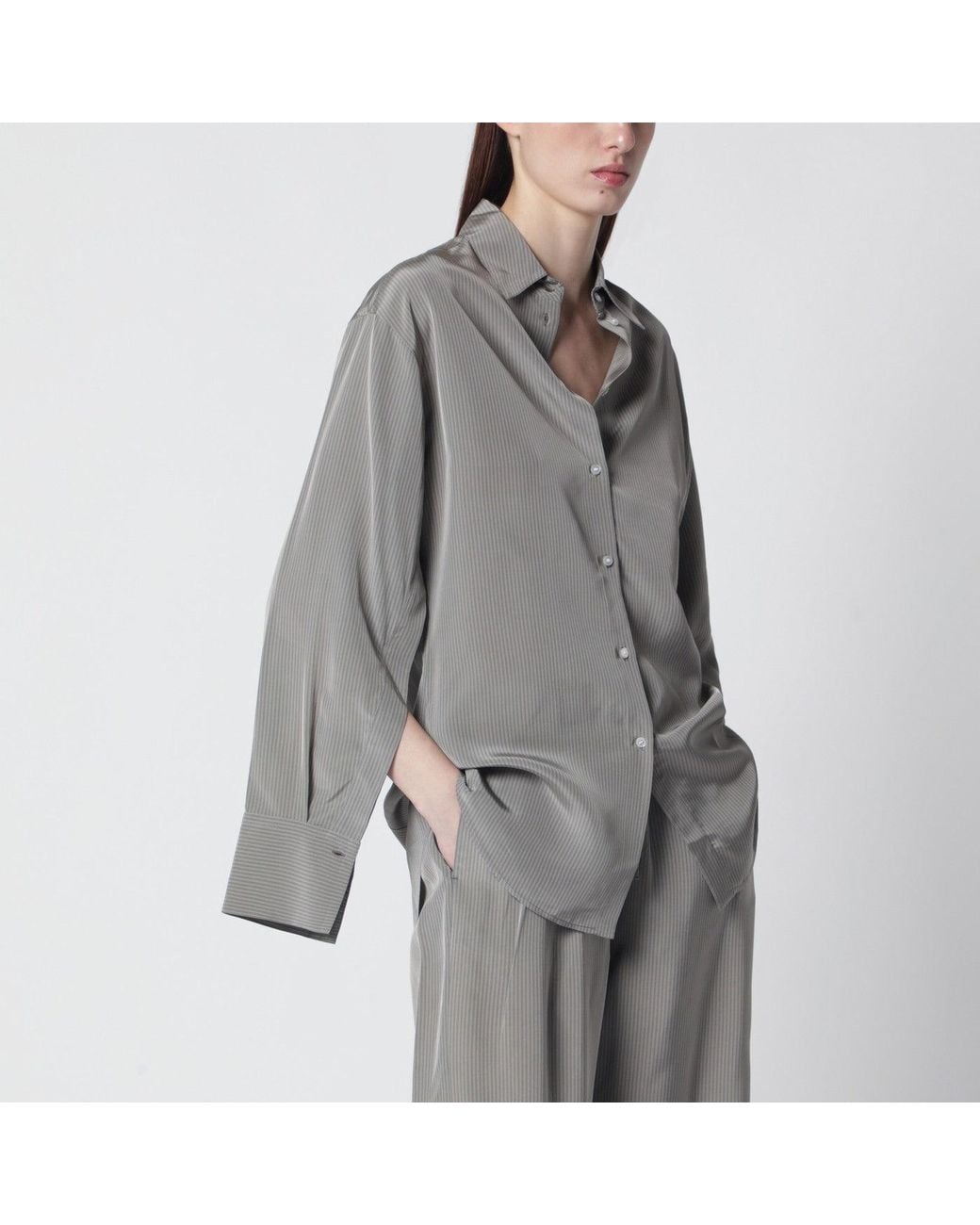 Rohe Gray Light Striped Oversized Shirt