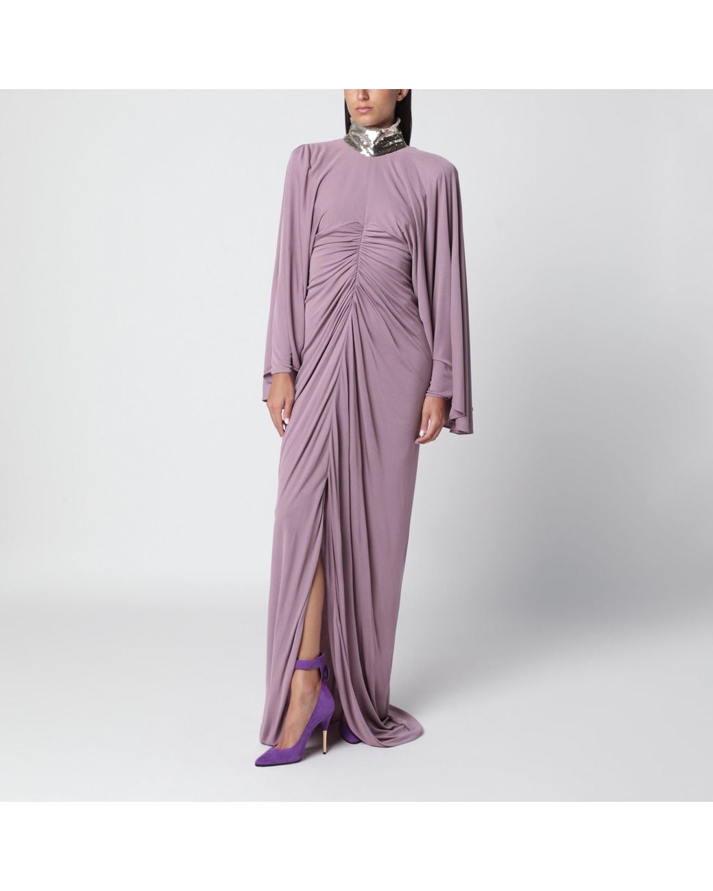 Valentino Purple Mauve Draped Long Dress