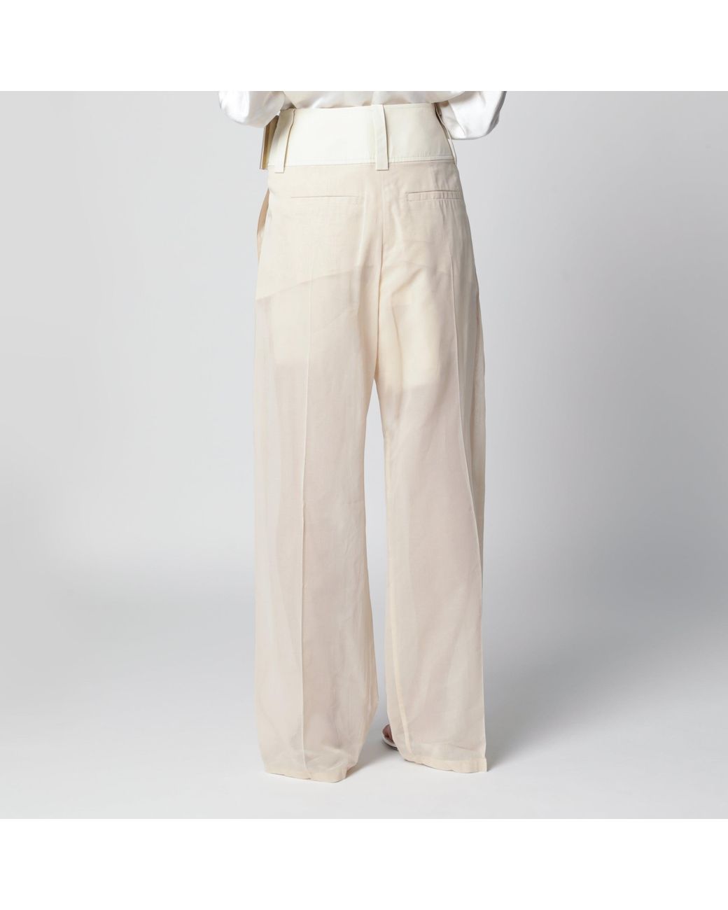 Sportmax Natural Wide-Leg Trousers