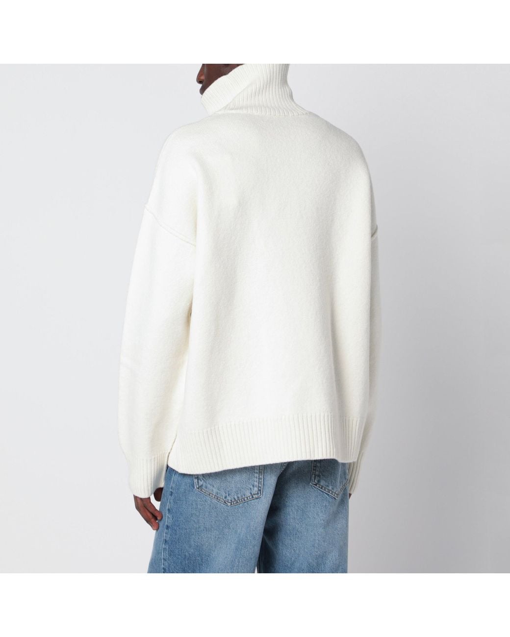 AMI White Ami De Coeur Turtleneck Sweater for men