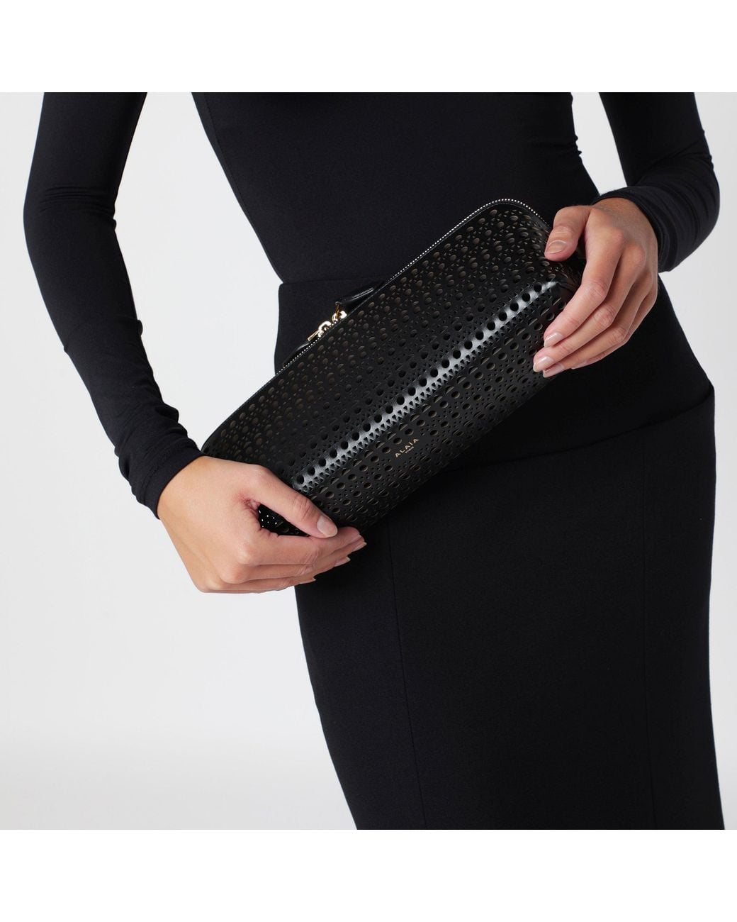 Alaïa Black Delta Calfskin Clutch Bag