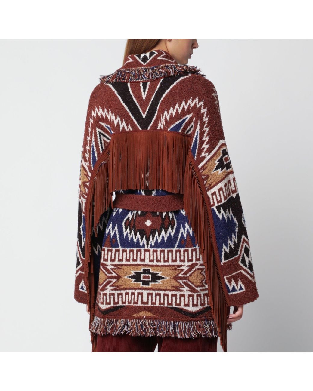 Alanui Red Amazing Journey Virgin Wool Cardigan