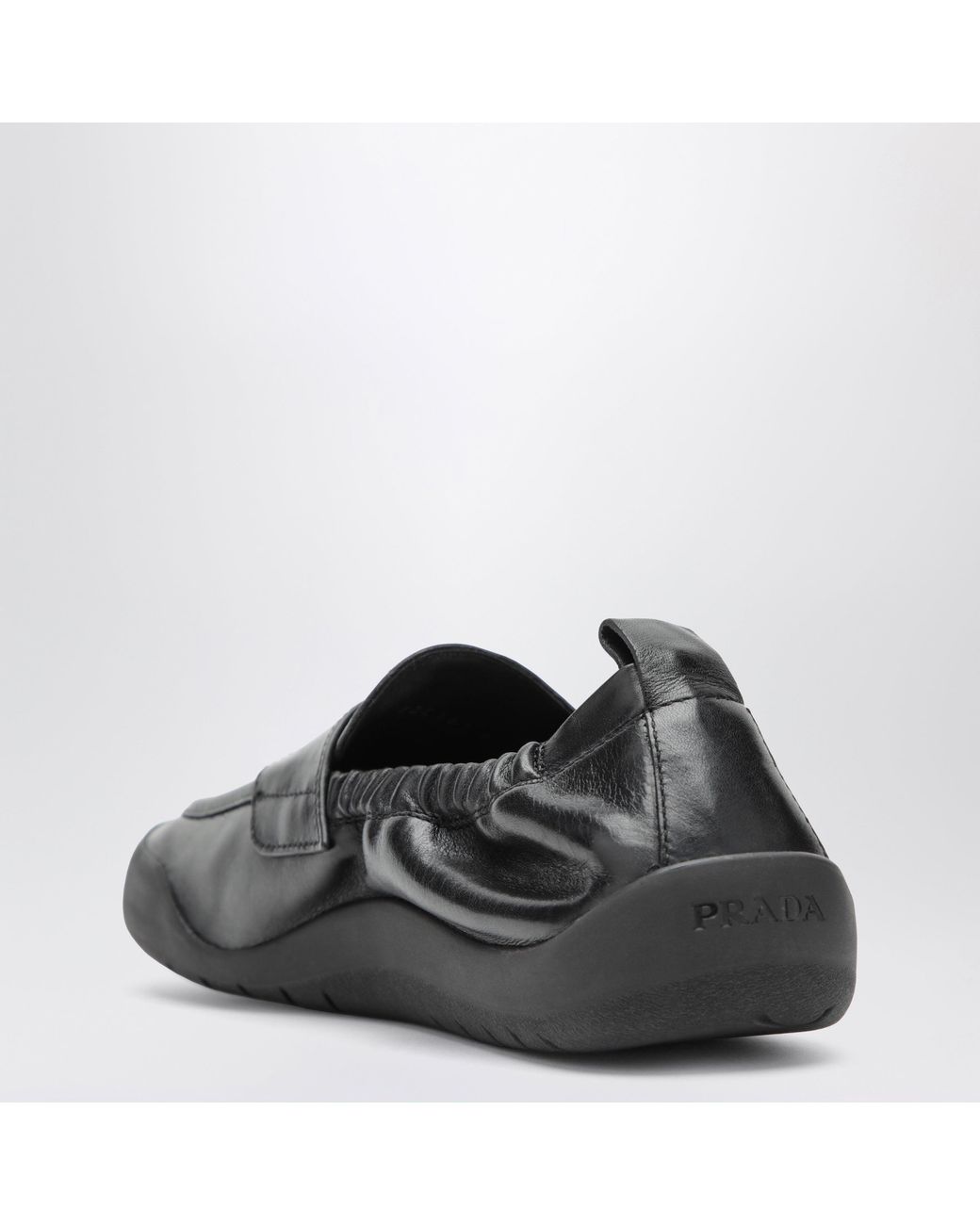 Prada Black Leather Speedrock Loafers for men