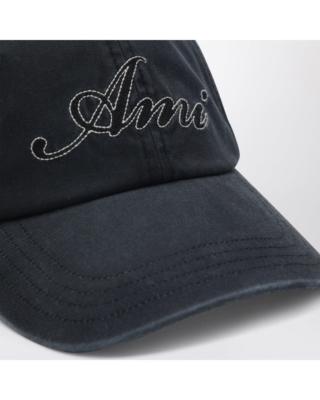 AMI Black Faded Cotton Cap for men
