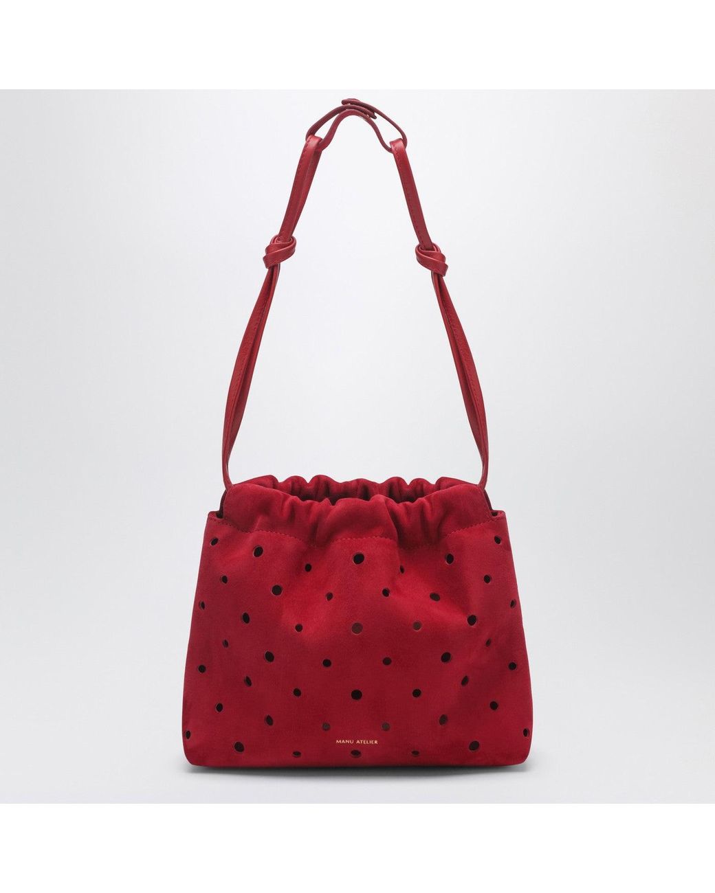 MANU Atelier Red Romy Perforated Suede Pouch