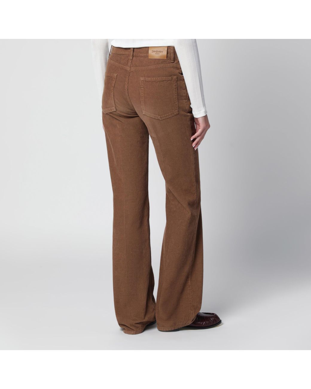 Saint Laurent Brown 1970S Fall Leaf Corduroy Trousers