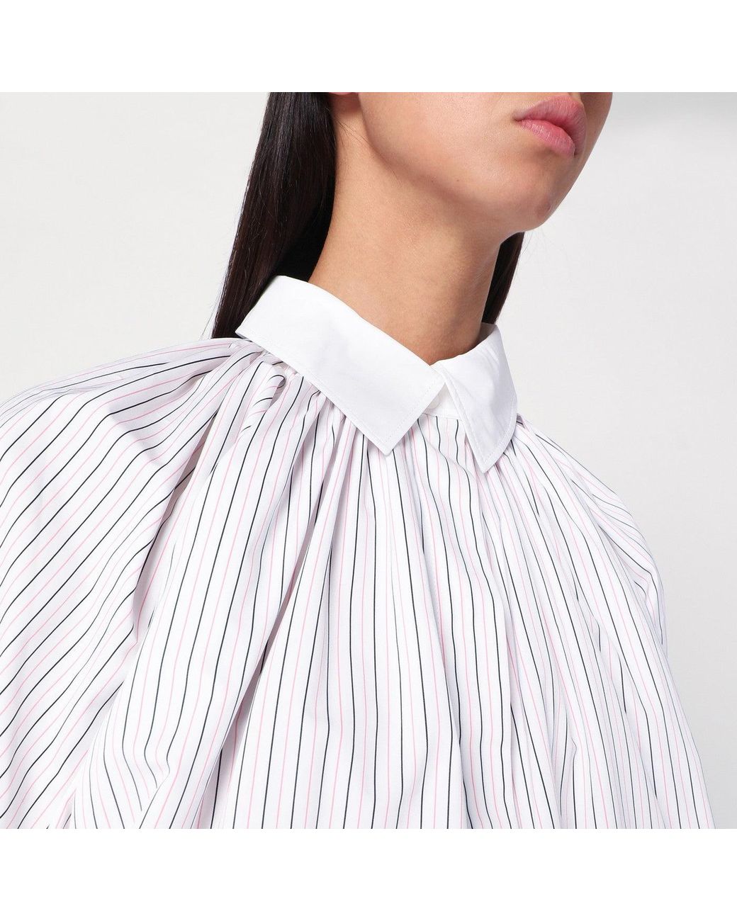 Patou White Striped Balloon-Sleeve Shirt