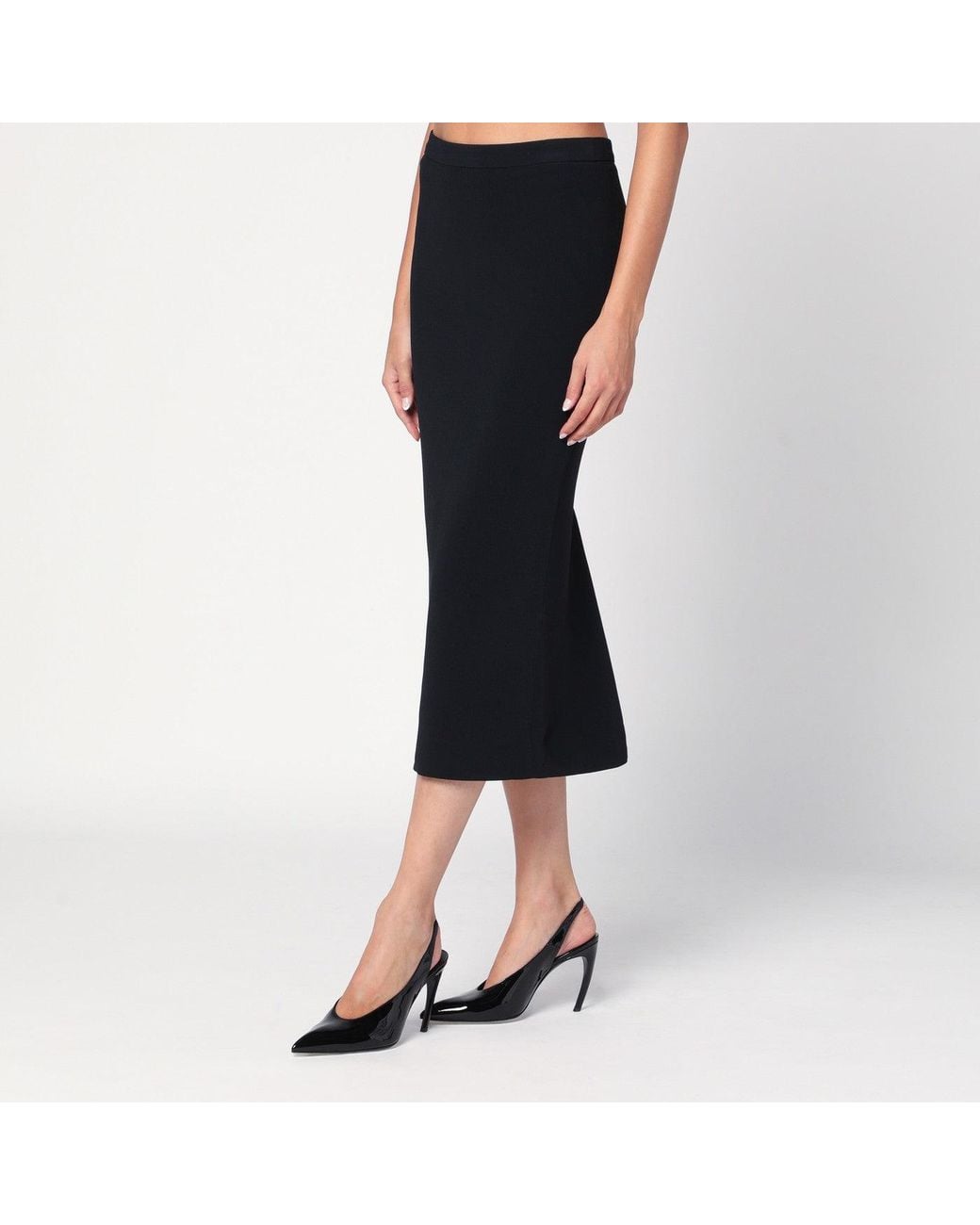 Givenchy Black Midi Skirt With Pleats On The Back