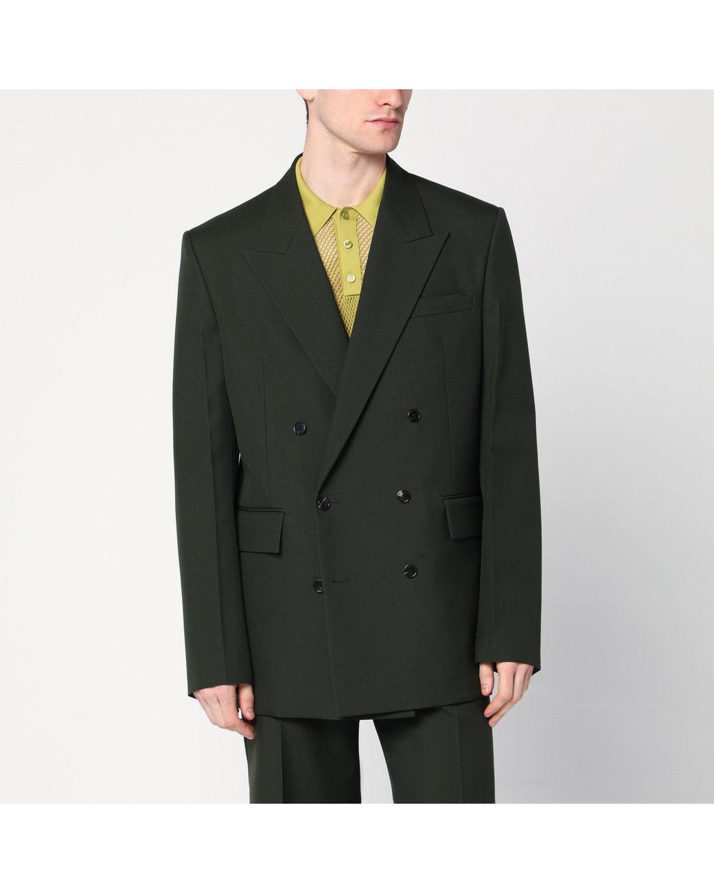 Gucci Green Military Double-breasted Jacket In Wool for men