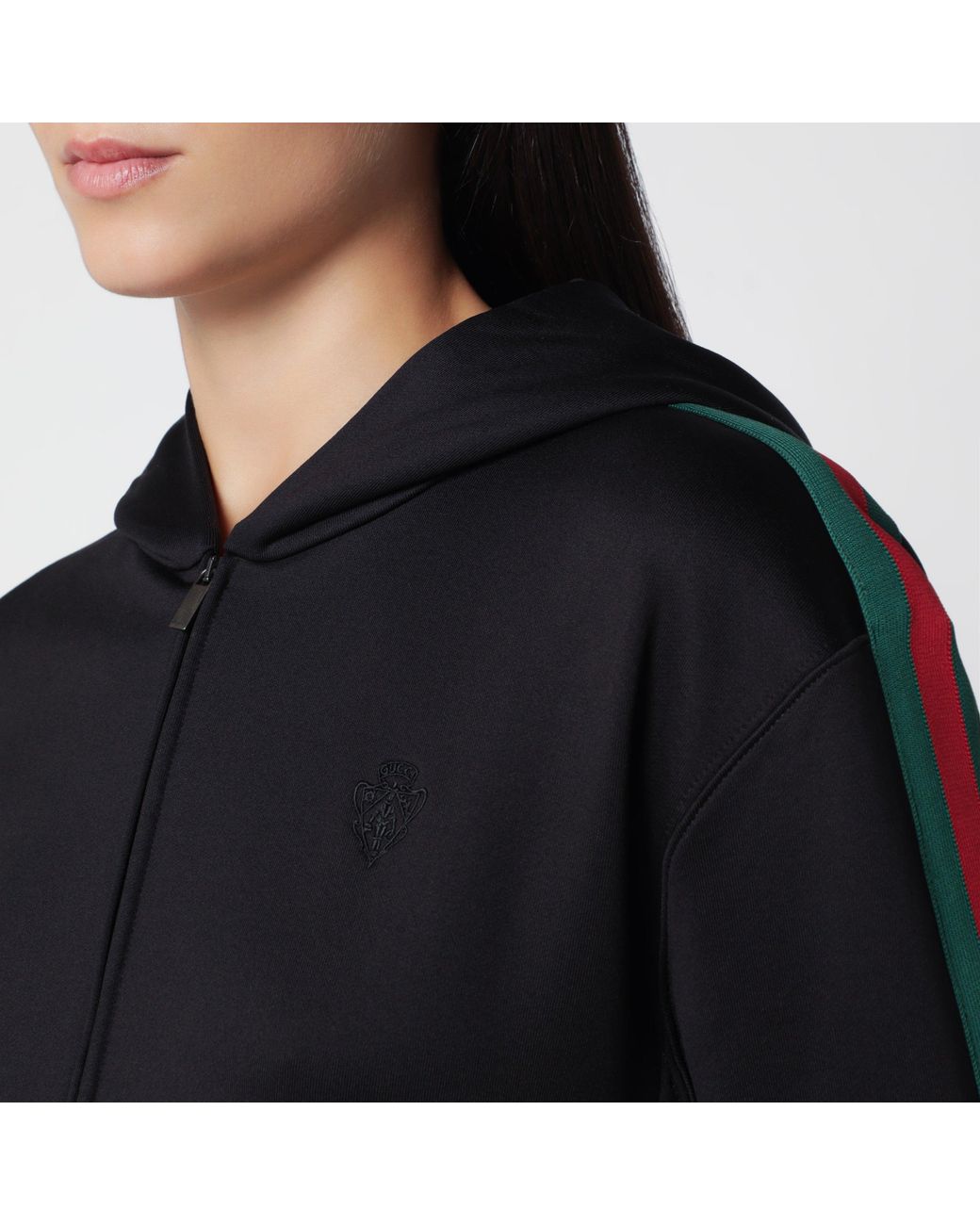Gucci Black Cropped Zip-Up Sweatshirt