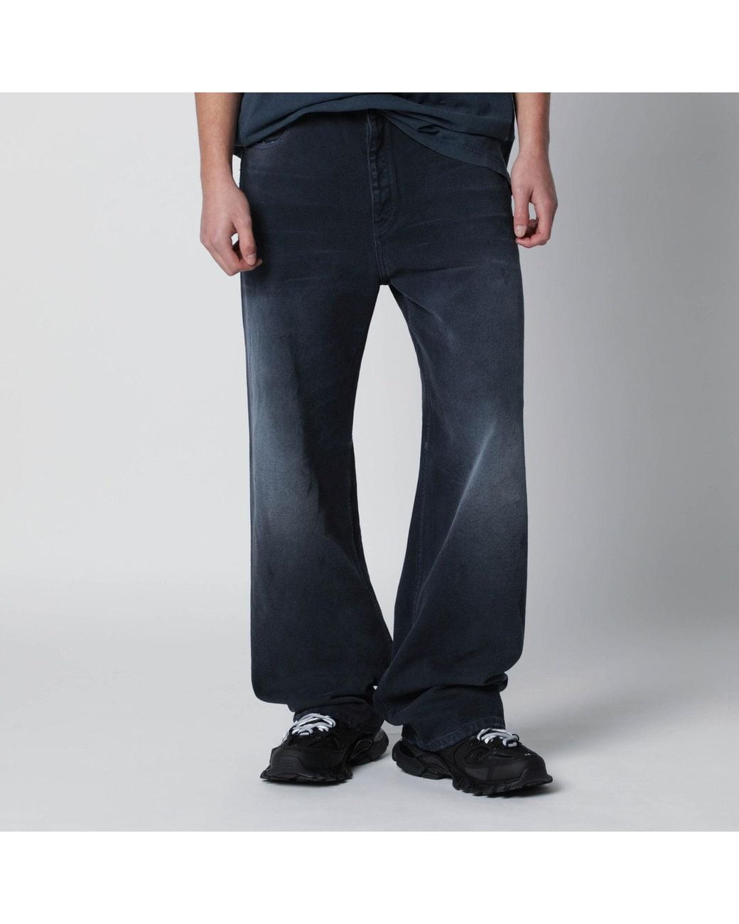 Balenciaga Blue Wide-Leg Washed-Effect Jeans for men