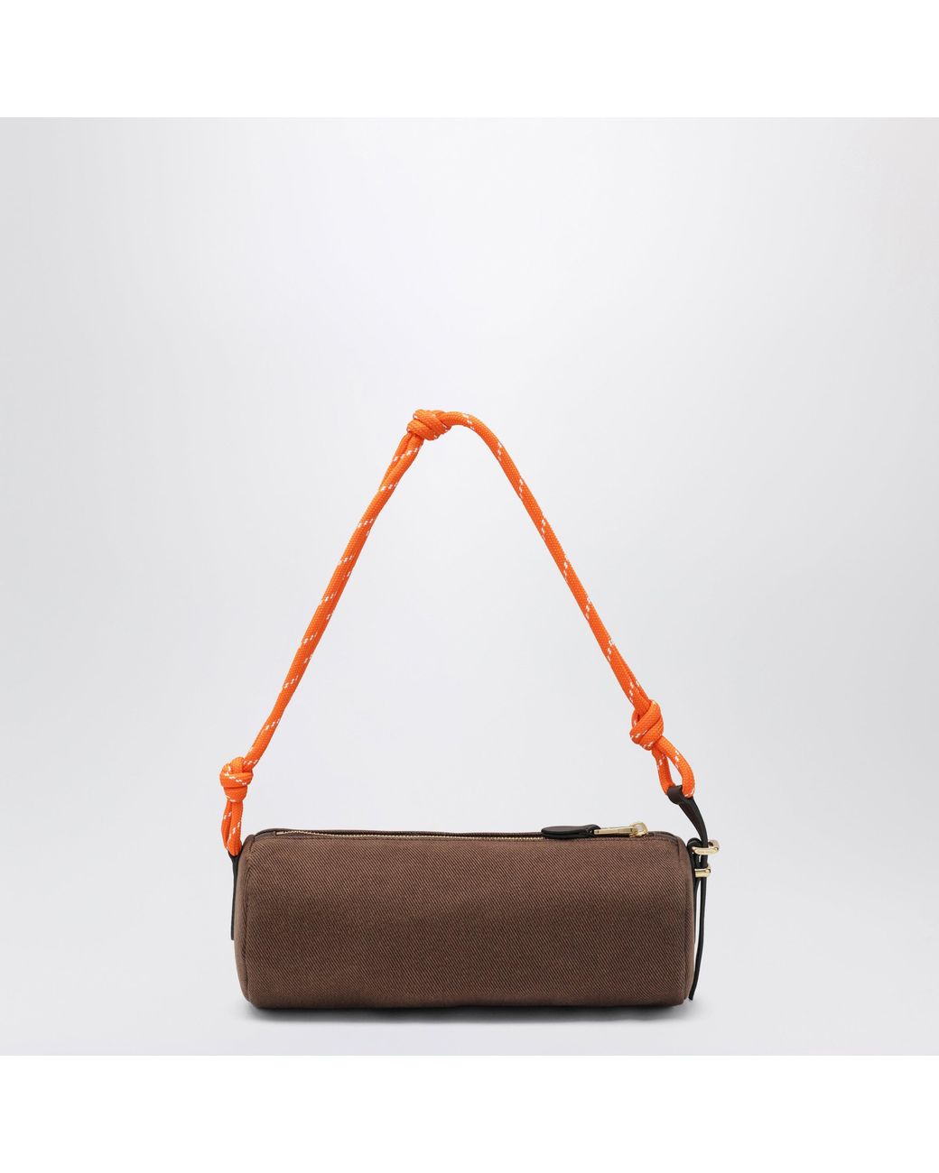Miu Miu Cotton Gabardine Pouch, Embroidered Logo, Cocoa