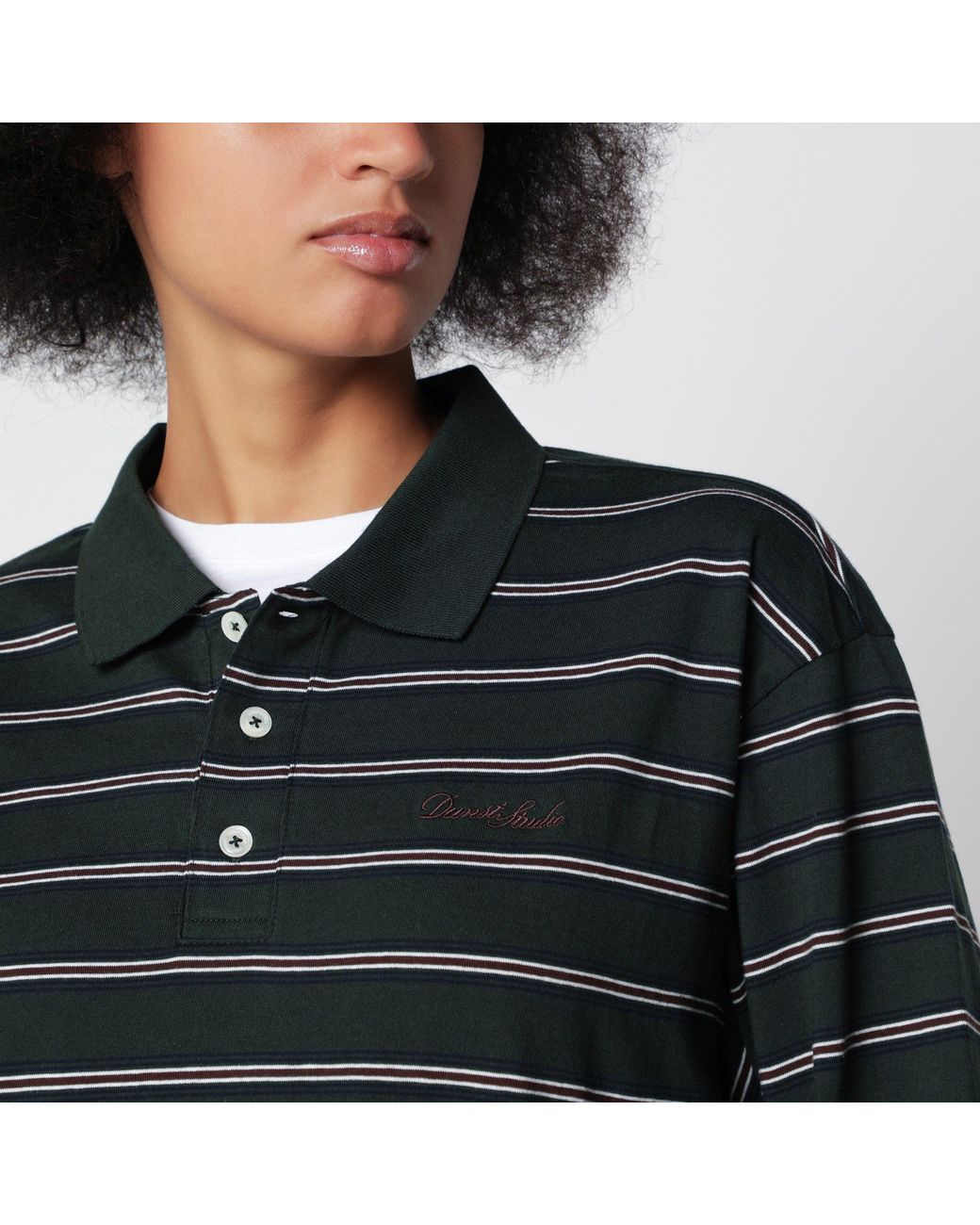 DUNST Green Striped Forest Cotton Jersey T-Shirt