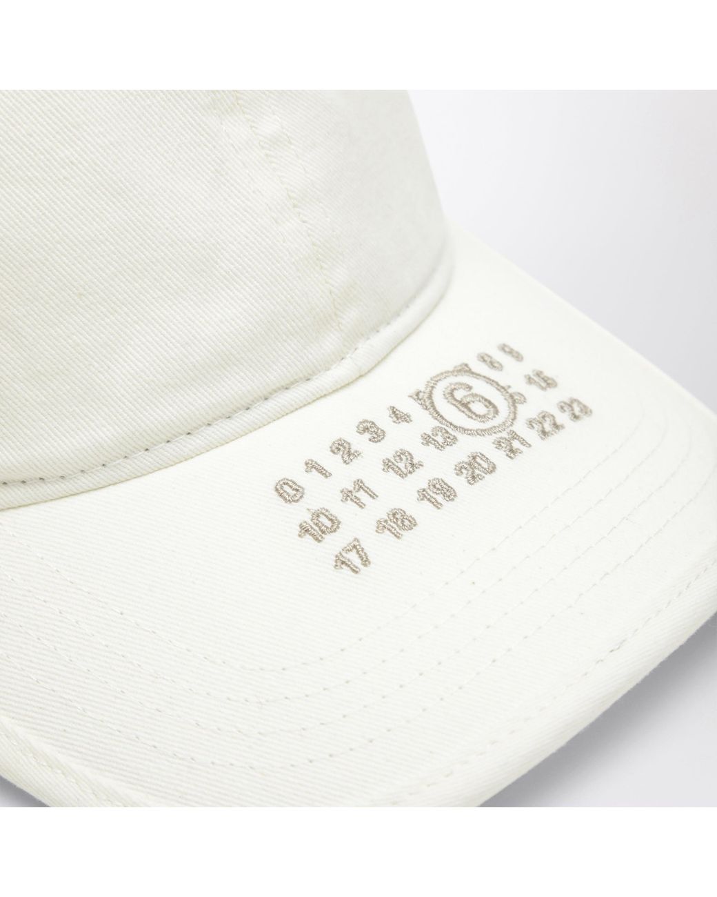 MM6 by Maison Margiela White Cream Baseball Cap With Numeric Logo