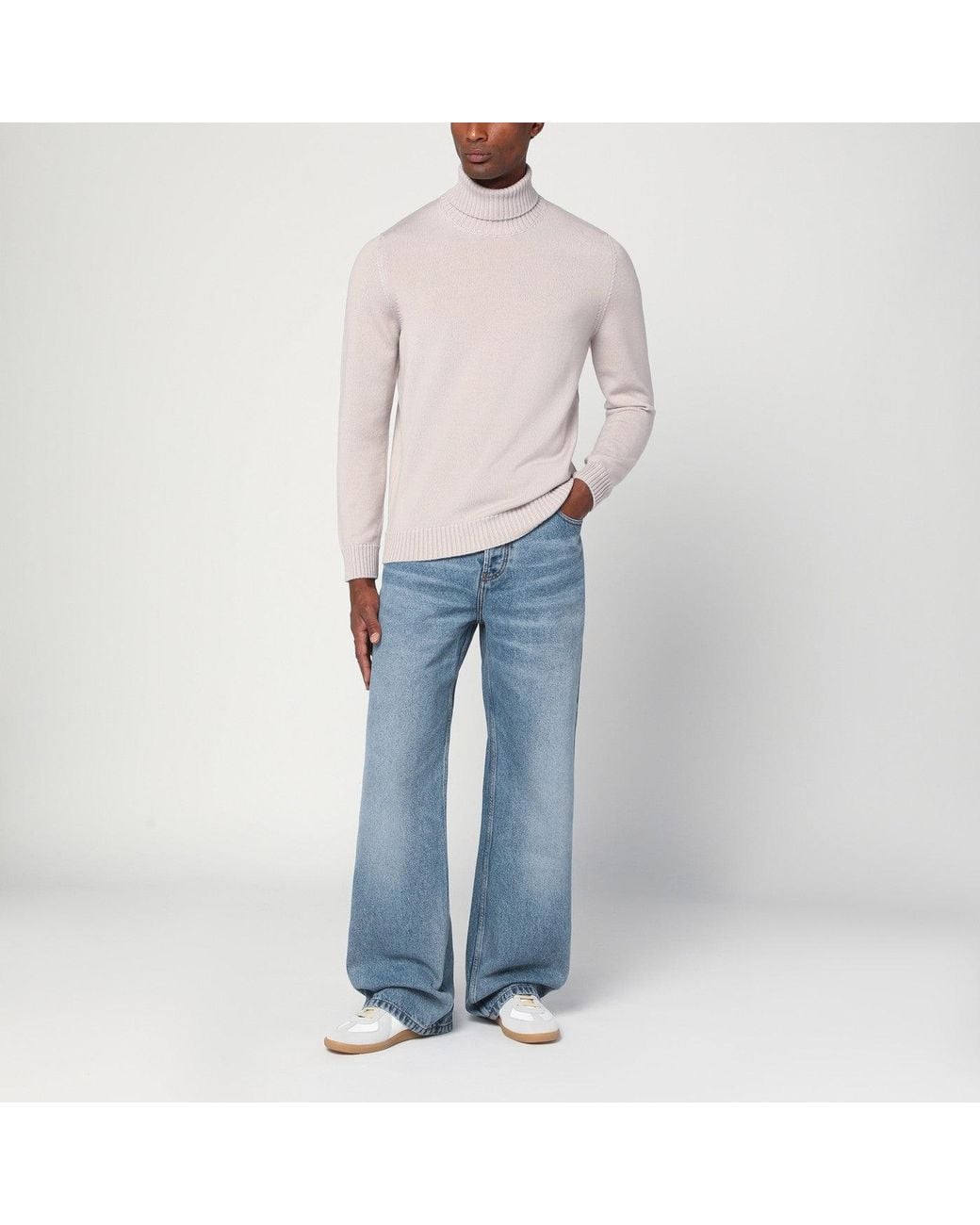 Drumohr Gray Greige Wool Turtleneck for men